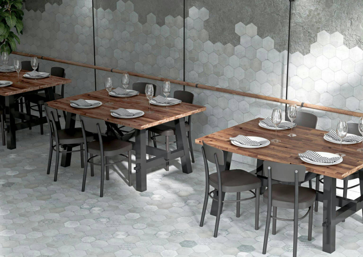 Alma 5.5x6.3” Grey and Grey Decor Hexagon 0 | Tile Center