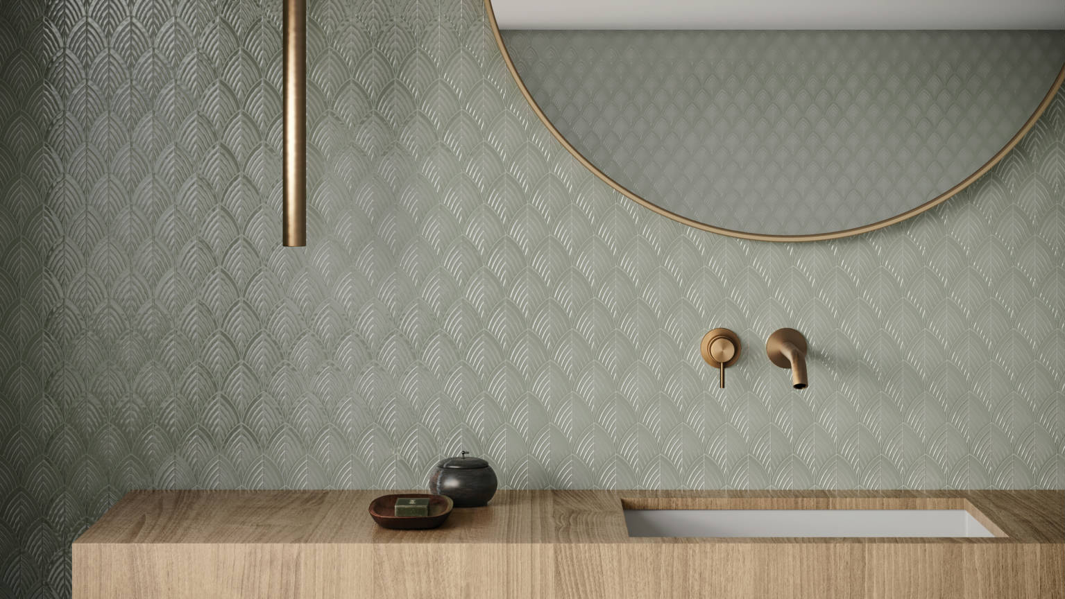 Traditions Soft Sage Glossy Scallop Mosaic 2 | Tile Center