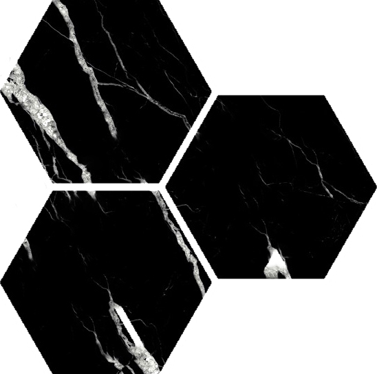 Treasure II Midnight Nero 6" Carved Hexagon